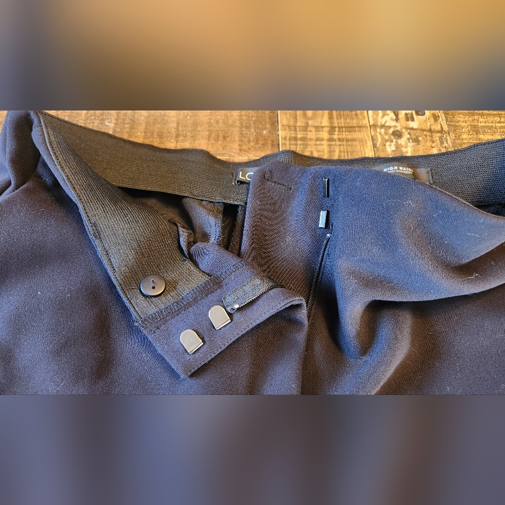Loft Black High Waisted Straight Leg Dress Pants Trouser Size 12 Stretch - Picture 6 of 10
